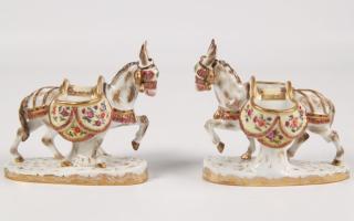 Appraisal: PAIR OF KPM PORCELAIN DONKEY FORMED MASTER SALTS PAIR OF