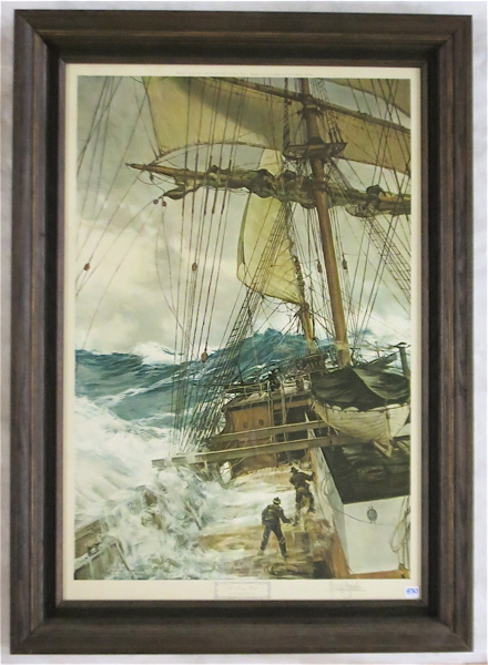 Appraisal: MONTAGUE DAWSON CHROMOLITHOGRAPH England - The Rising Wind tall ship