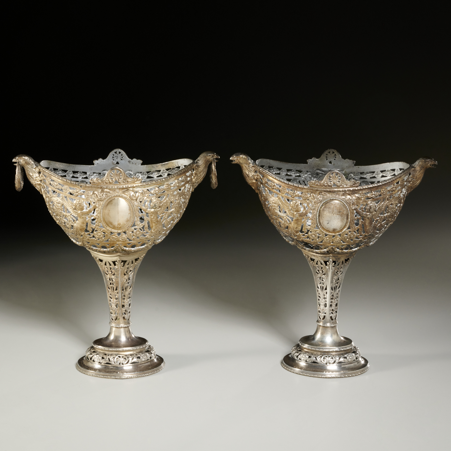 Appraisal: PAIR GEORGE ROTH HANAU SILVER RETICULATED COMPORTS th th c