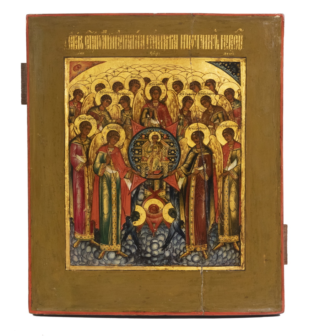 Appraisal: RUSSIAN ICON TH C Assembly of the Archangels egg tempera