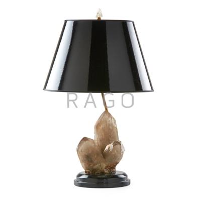 Appraisal: CAROLE STUPELL Table lamp USA s Topaz rock quartz crystal