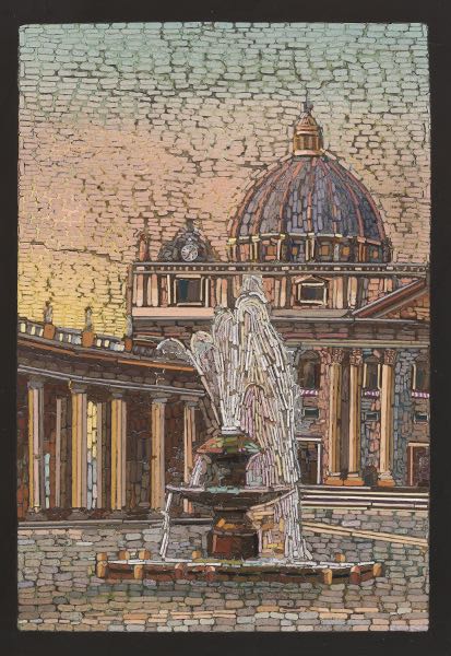 Appraisal: MICRO-MOSAIC PLAQUE OF PIAZZA SAN PIETRO BY LORENZO CASSIO x