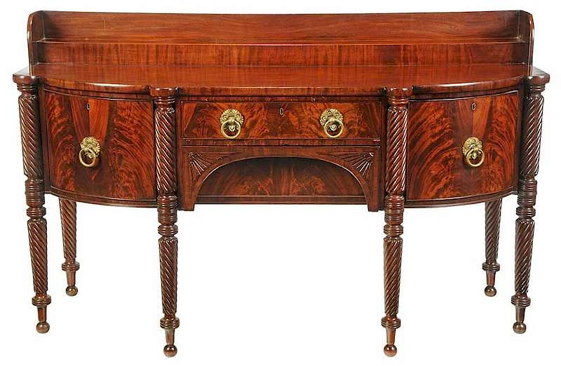 Appraisal: William IV Figured Mahogany Sideboard British circa rich red-brown color