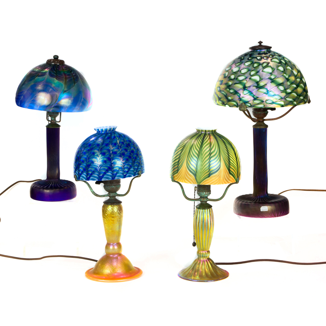 Appraisal: LOT OF LUNDBERG STUDIOS IRIDESCENT ART GLASS TABLE LAMPS Lot