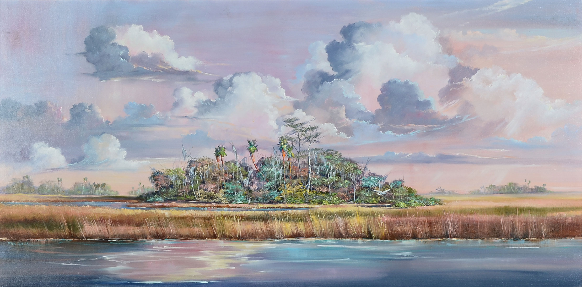 Appraisal: HANCOCK Frances American Florida Everglades Landscape Oil Canvas '' x