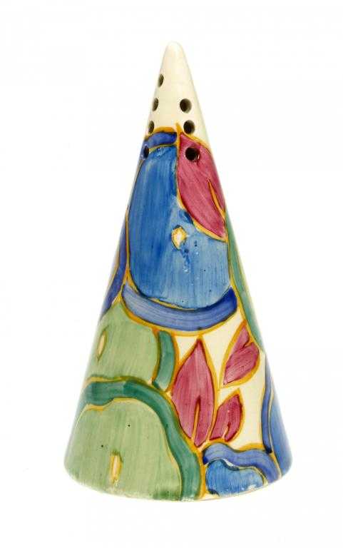 Appraisal: CLARICE CLIFF AN A J WILKINSON BLUE CHINTZ CONICAL SUGAR