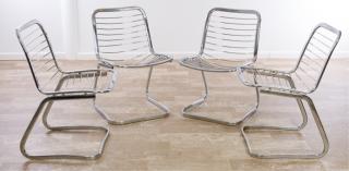 Appraisal: Gastone Rinaldi Style Cantilever Chairs Set of four modern chrome