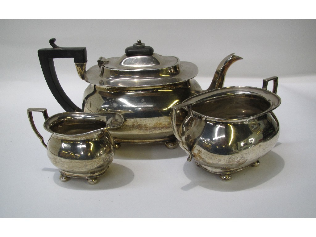 Appraisal: Three piece silver tea service Sheffield oz