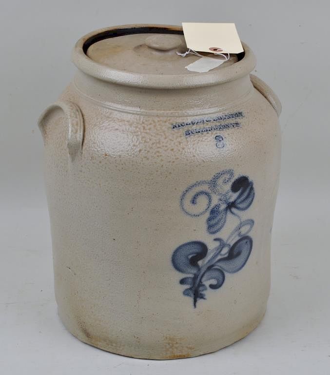 Appraisal: Cobalt Decorated Stoneware Crock stamped Morris Boynton Burlington VT Small