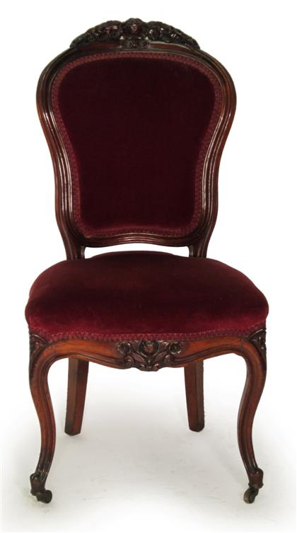 Appraisal: Rococo Revival rosewood upholstered side chaircirca