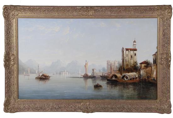 Appraisal: Continental painting th century VIEW FROM VENICE AT THE ADRIATIC