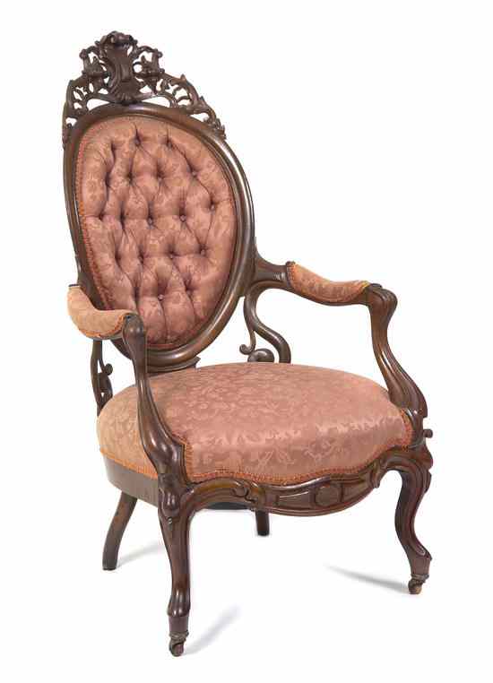 Appraisal: A Rococo Revival Armchair in the manner of Belter circa