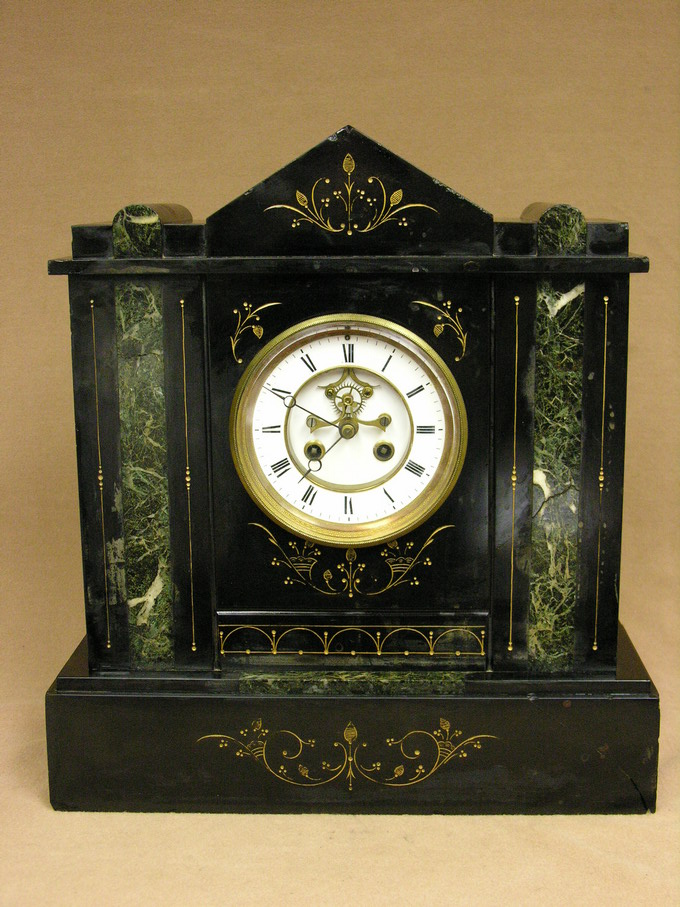 Appraisal: FRENCH MARBLE MANTLE CLOCK minor chips to marble - crack