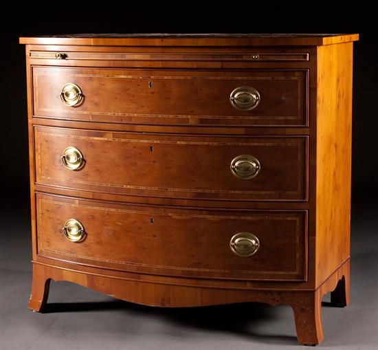 Appraisal: George III style inlaid yewwood bow-front chest of drawers Premier