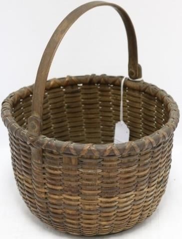 Appraisal: TH C NANTUCKET SWING HANDLE LIGHTSHIP BASKET NICE DARK PATINA