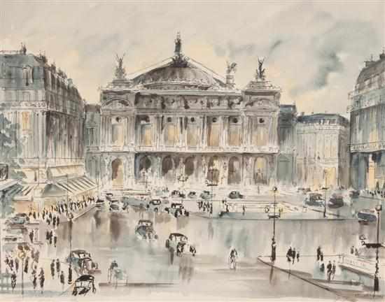 Appraisal: Guy de Neyrac French - ''Place de l'Opera Paris'' watercolor