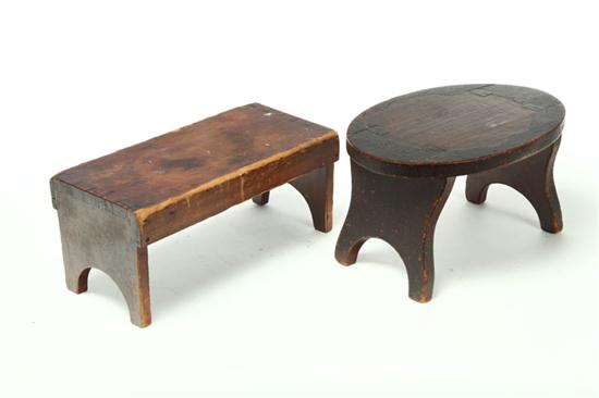 Appraisal: TWO FOOTSTOOLS American nd half- th century mixed woods including