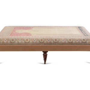 Appraisal: A Large Contemporary Ottoman with Hereke Prayer Rug Upholstery Height