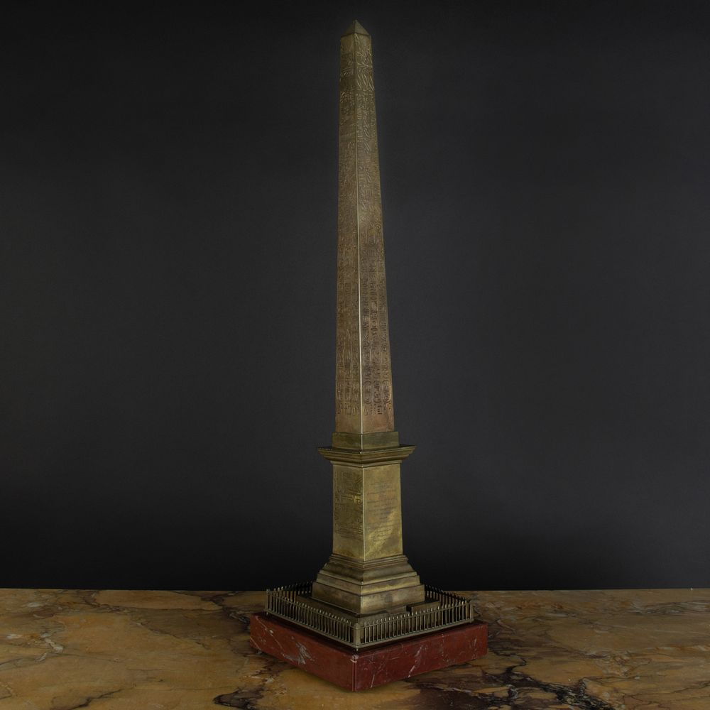 Appraisal: French Gilt-Bronze-Mounted Rouge Royale Marble Model of the Luxor Obelisk