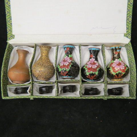 Appraisal: Chinese Cloisonne Display Set vases showing different stages of production