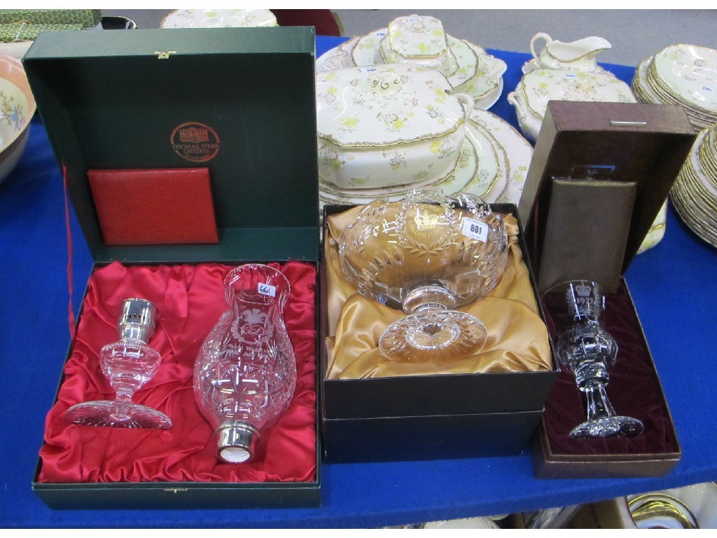 Appraisal: Thomas Webb crystal Limited Edition Royal Wedding candle lamp boxed