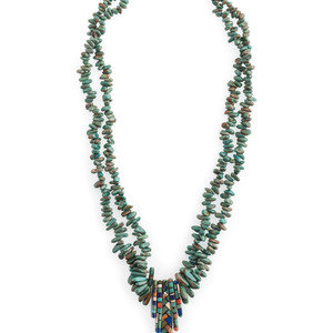 Appraisal: Angie Reano Owen Attributed Kewa th st century Double-strand Turquoise