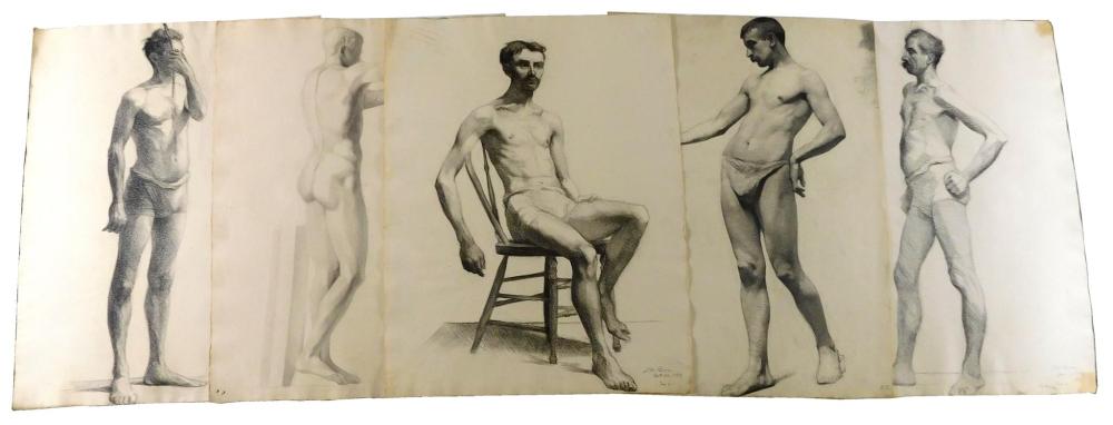 Appraisal: Burr sisters five unframed drawings - charcoal on paper all