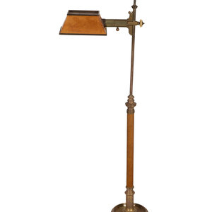 Appraisal: An Arts and Crafts Style Brass Floor Lamp with Tole