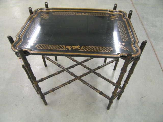 Appraisal: Butlers Tray Stand laquerware type tray on bamboo style stand