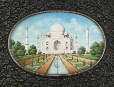 Appraisal: Three Indian miniature paintings on ivory two of the Taj