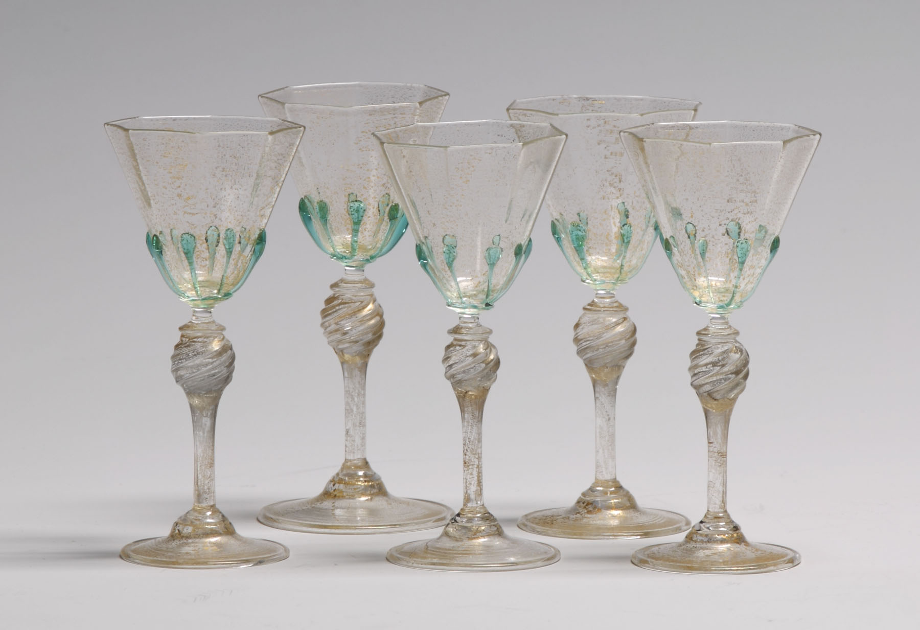 Appraisal: Sets of Venetian Glasses Venetian Glass Cordials Exc ht Venetian