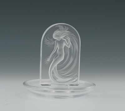 Appraisal: A Lalique Maiden Pin Holder With an intaglio moulded glass