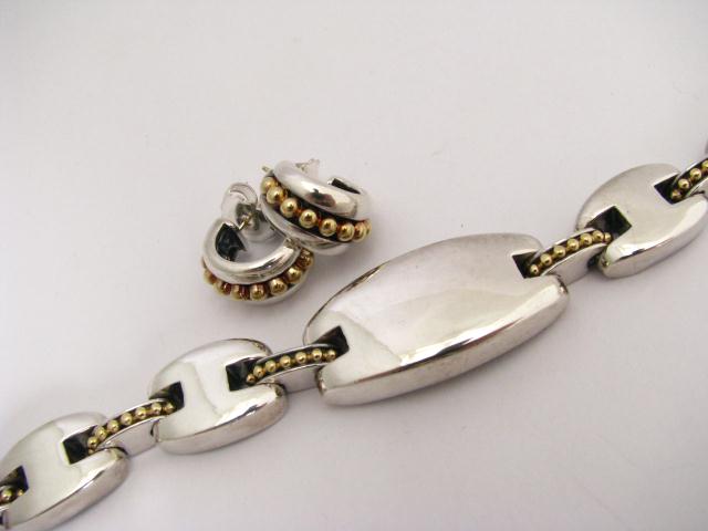 Appraisal: Lagos Sterling K Designer Bracelet Earrings bracelet is approximately ''