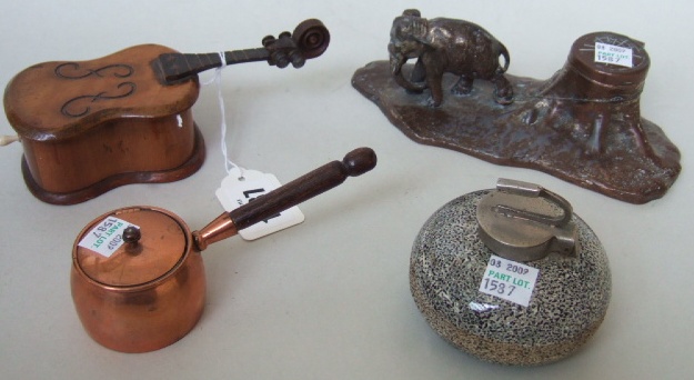 Appraisal: Four novelty inkwells early th century including a carved wooden