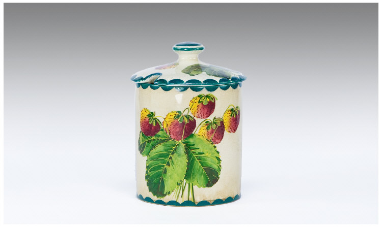 Appraisal: Wemyss Strawberry Pattern Preserve Pot and Cover Marks To Base