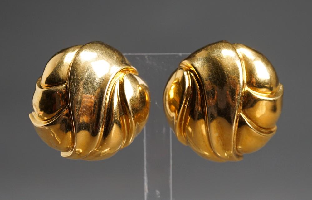 Appraisal: Pair of Italian -Karat Yellow-Gold French Clip-Back Pierced Earrings dwt