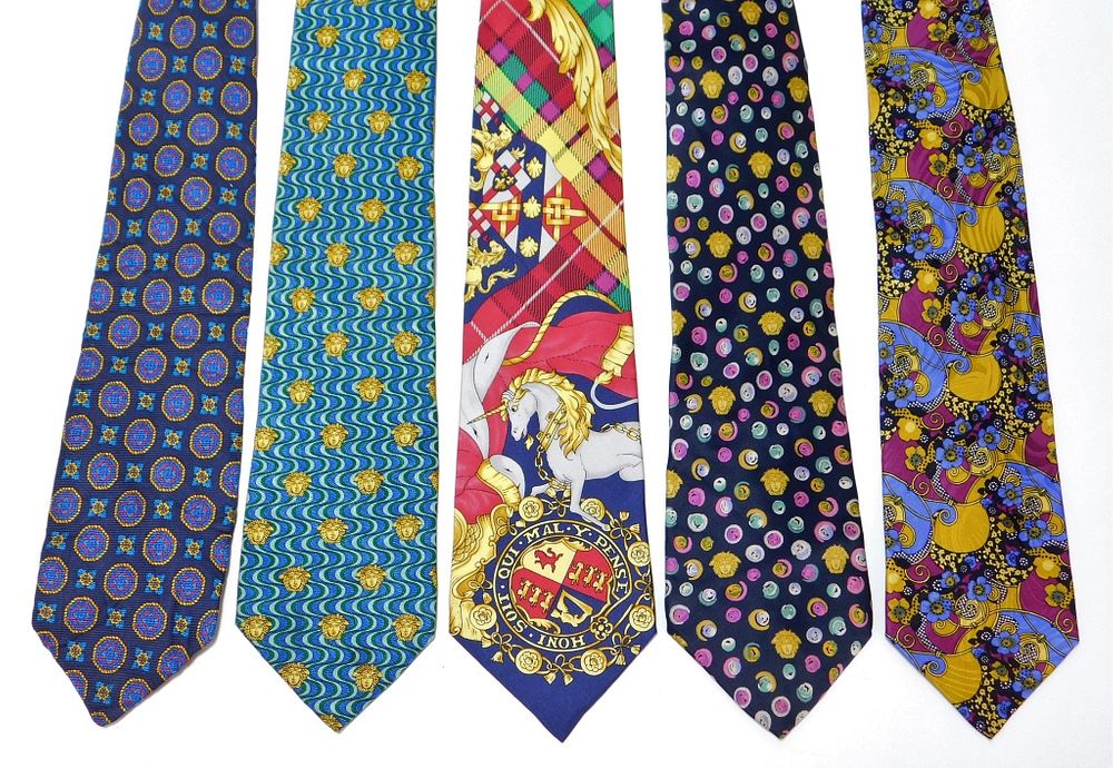 Appraisal: PC Gianni Versace Assorted Silk Neckties Italy Spain Includes a