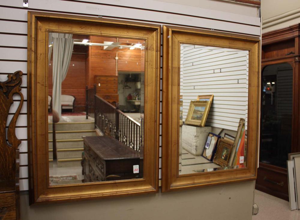 Appraisal: PAIR OF GILTWOOD FRAMED WALL MIRRORS W x L