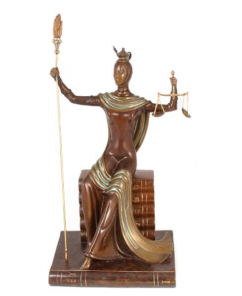 Appraisal: Ert Romain de Tirtoff Russian - Justice L Polychrome bronze