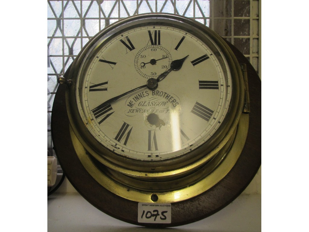 Appraisal: Brass framed ships wall clock Glasgow maker