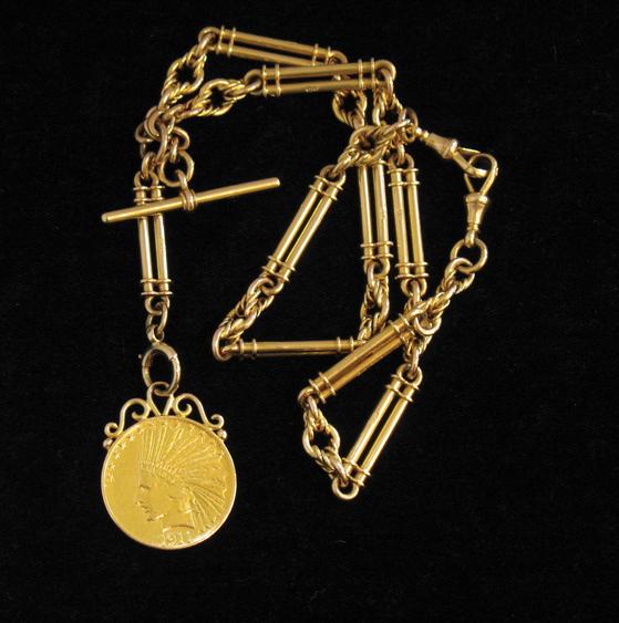 Appraisal: AN CT YELLOW GOLD FANCY LINK NECKLACE the larger links