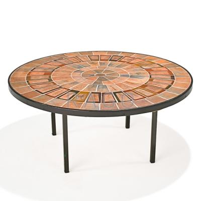 Appraisal: ROGER CAPRON - Tiled coffee table France s Glazed terra-cotta