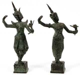 Appraisal: THAI SIAMESE BRONZE DANCING FIGURES THAI SIAMESE BRONZE DANCING FIGURES