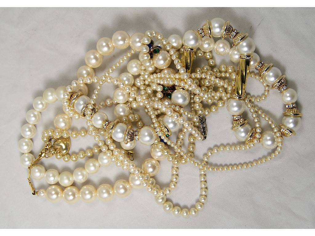 Appraisal: Collection of five rows of vintage costume pearls