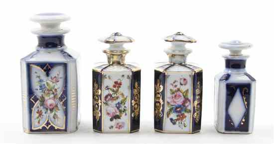 Appraisal: Four Porcelain Tea Caddies having floral decoration with blue and