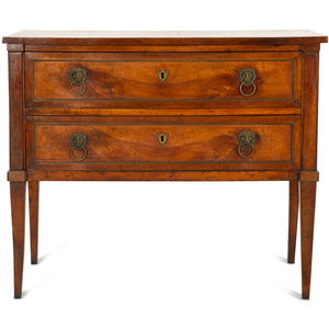 Appraisal: An Italian Walnut Two-Drawer Commode th Century with brass banded