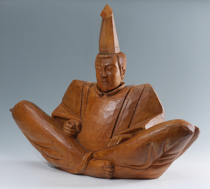 Appraisal: LARGE SIGNED JAPANESE CARVED WOOD SEATED PRIEST Figure of a