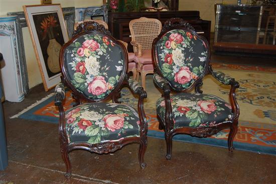 Appraisal: PAIR FINE ROSEWOOD VICTORIAN ARN CHAIRS