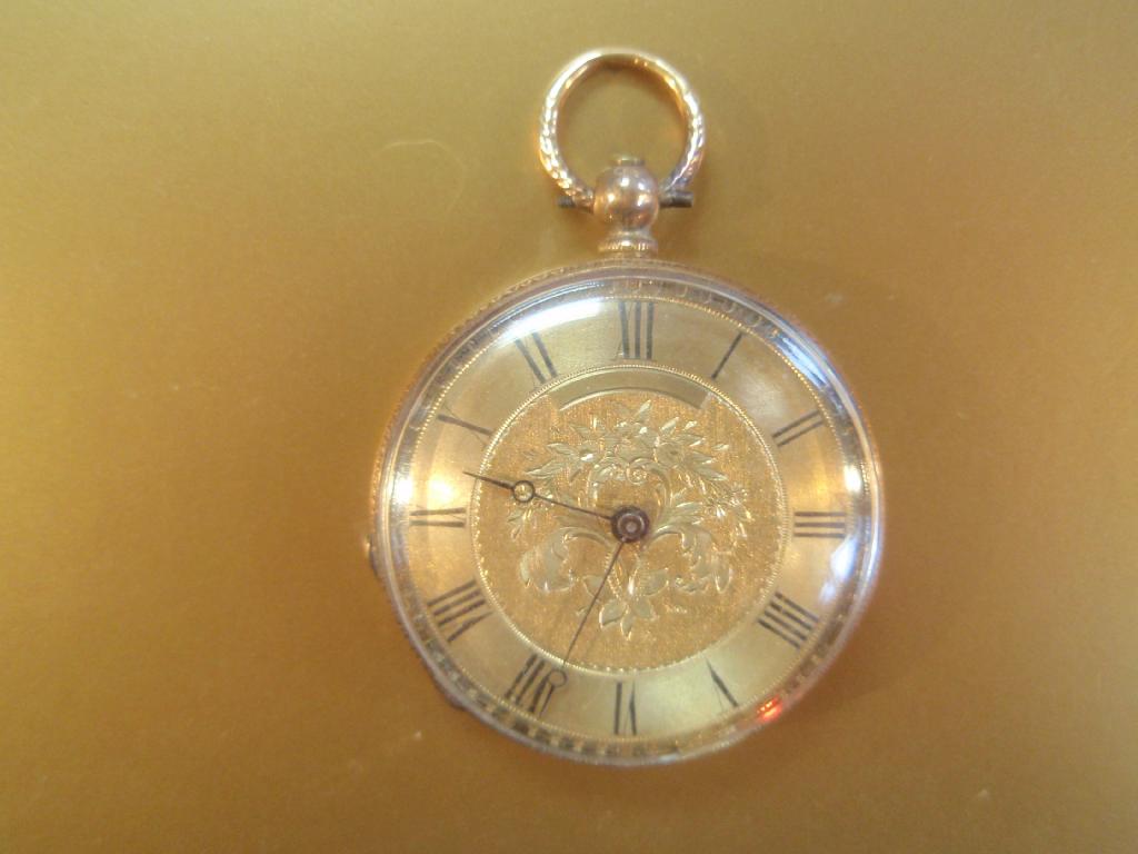 Appraisal: A ladies fob watch cased stamped K with damascened dial