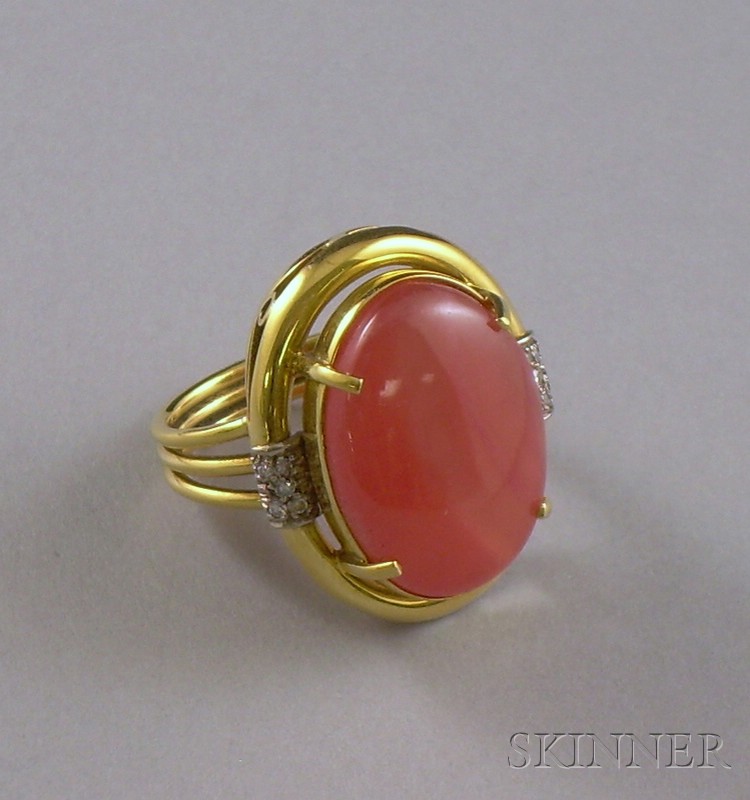 Appraisal: kt Gold Pink Hardstone and Diamond Ring